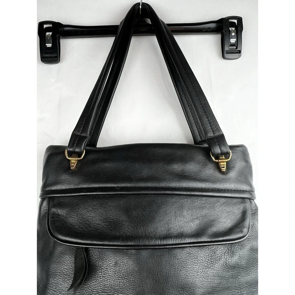 DEER WEAR BRAND Vintage Genuine Deerskin Soft Black Leather Shoulder Purse Bag